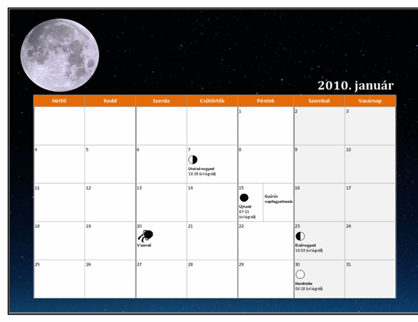2010. évi holdnaptár (világidő)