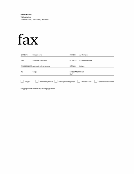 Faxfedőlap (Professzionális arculat)