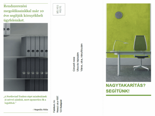 Háromrészes üzleti brosúra (zöld és fekete látványterv)