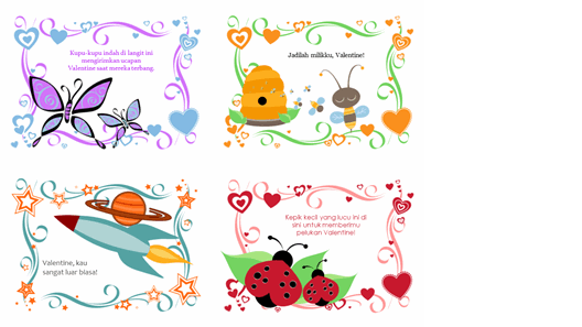 Kartu Hari Valentine Anak (24 desain)