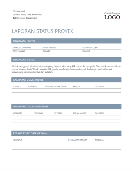 Laporan status proyek Laporan status proyek