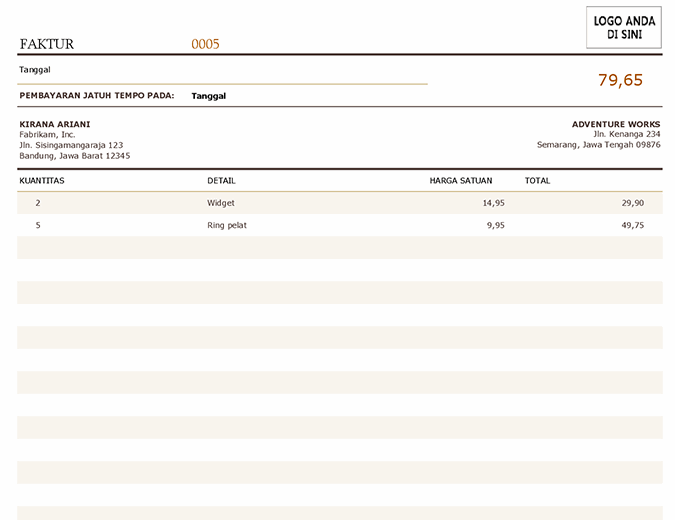 Contoh Invoice Penjualan Excel - 50 Contoh Invoice Gratis Langsung Download - Contoh faktur penjualan software zahir accounting akuntansi pendidikan sekolah.