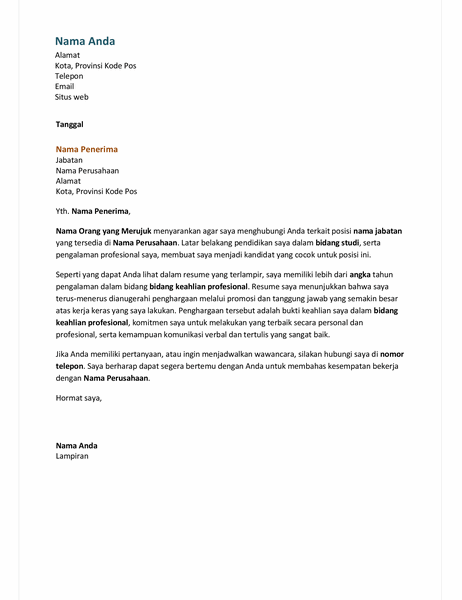 Surat lamaran untuk resume praktis Surat lamaran untuk resume praktis