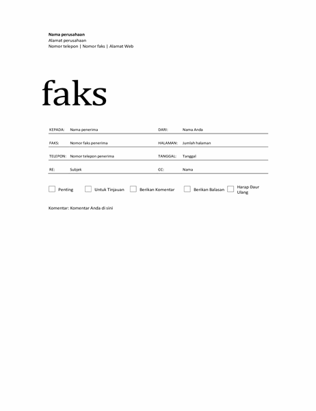 Lembar sampul faks (Desain profesional)