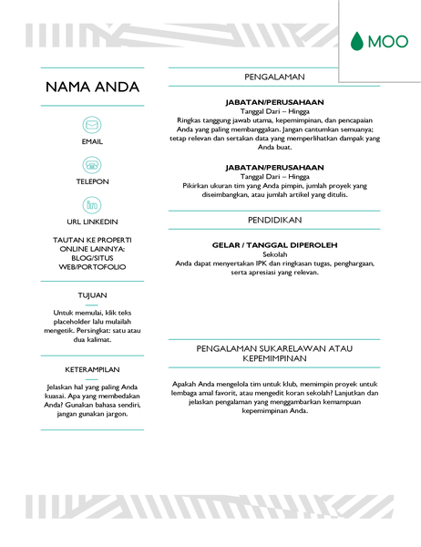 Resume yang kreatif, didesain oleh MOO Resume yang kreatif, didesain oleh MOO