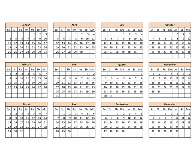 Pembuat kalender (tahun apa pun)