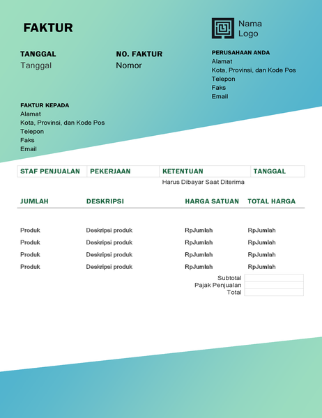 Faktur jasa (desain Gradasi Hijau) Faktur jasa (desain Gradasi Hijau)