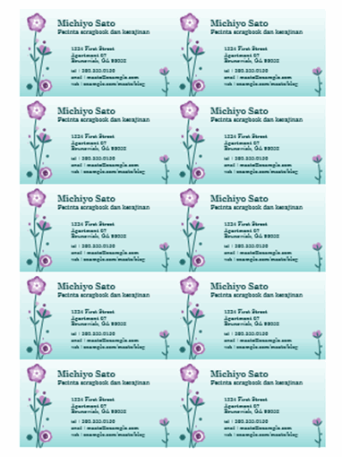 Kartu Nama (ilustrasi bunga, 10 per halaman)