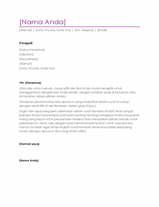 Surat lamaran kerja resume (ungu)