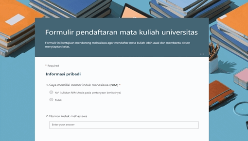 Formulir pendaftaran mata kuliah universitas