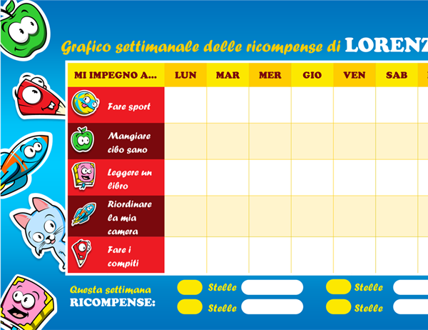Grafico delle ricompense per bambini Grafico delle ricompense per bambini