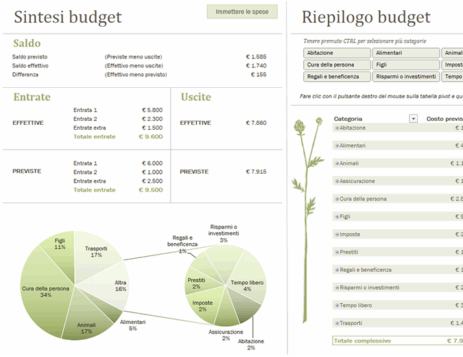 Budget familiare (mensile) Budget familiare (mensile)