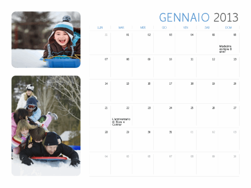 Calendario con foto 2013 (Lun-Dom) Calendario con foto 2013 (Lun-Dom)