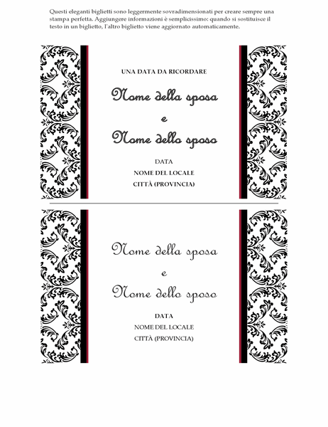 Biglietto di invito a matrimonio (schema Matrimonio in bianco e nero)