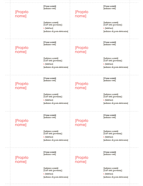 Biglietti da visita (schema Rosso, 10 per pagina) Biglietti da visita (schema Rosso, 10 per pagina)