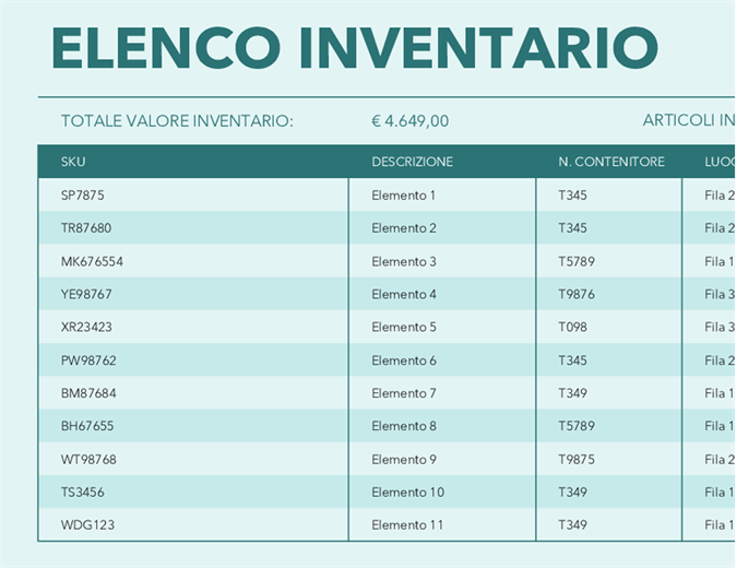 Inventario Di Magazzino Inventario Di Magazzino