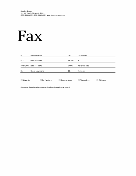 Copertina fax classica
