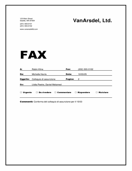 Copertina fax