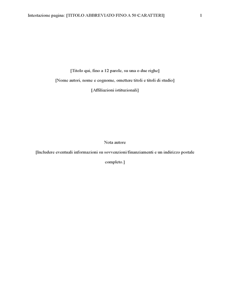 Relazione in stile APA (sesta edizione) Relazione in stile APA (sesta edizione)