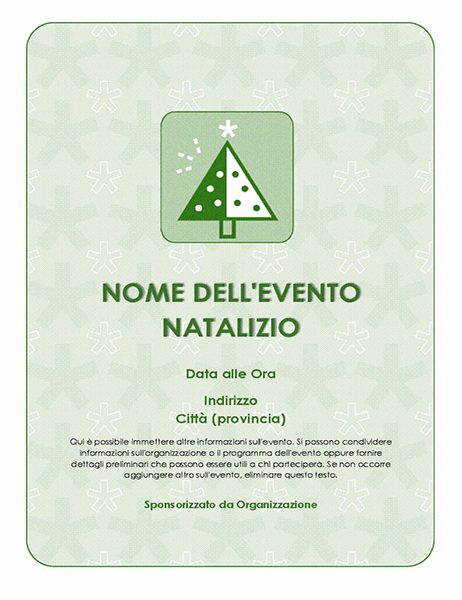 Volantino per evento natalizio (con albero verde)