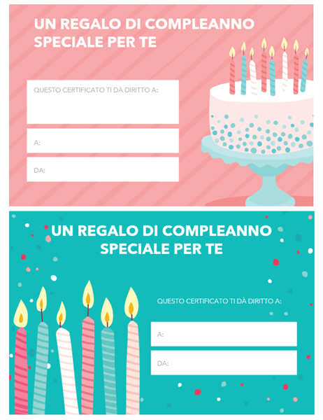 Buono regalo di compleanno (schema Brillante) Buono regalo di compleanno (schema Brillante)