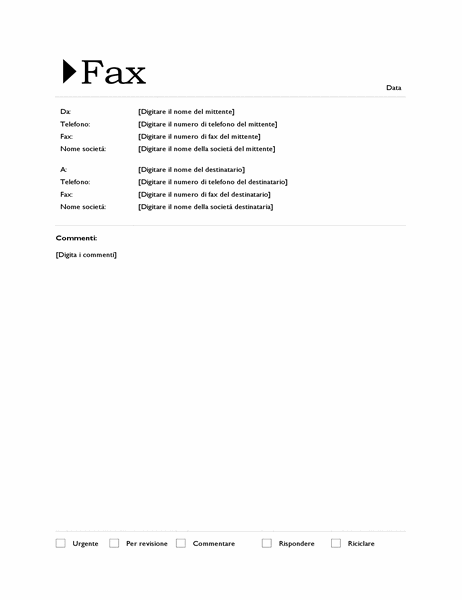 Foglio copertina fax (tema di origine)
