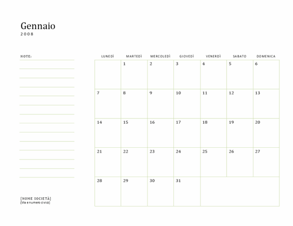 Calendario aziendale 2008 (lun-dom)