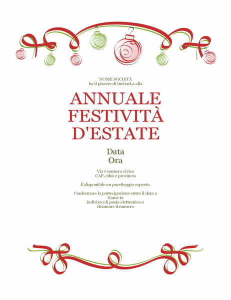 Volantino per festa durante il periodo invernale con decorazioni e fiocco rosso (design formale) Volantino per festa durante il periodo invernale con decorazioni e fiocco rosso (design formale)