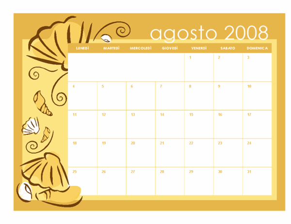 Calendario scolastico 2008-2009 (temi mensili, 13 p., lun-dom, da agosto ad agosto)