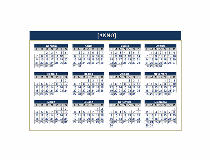 Calendario (qualsiasi anno)