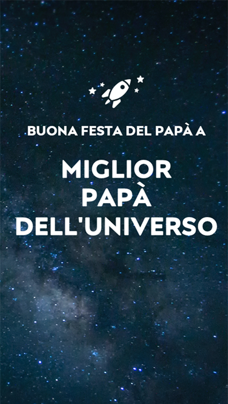 Biglietto di auguri spaziale per la Festa del papà Biglietto di auguri spaziale per la Festa del papà