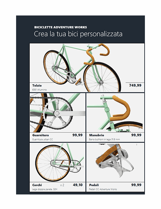 Catalogo prodotti Excel 3D (modello Bicicletta)