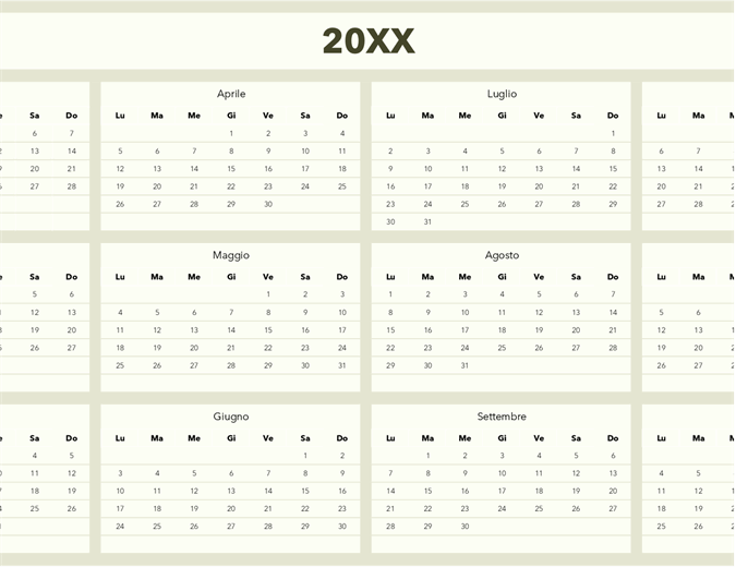 Creatore di calendari (per qualsiasi anno)