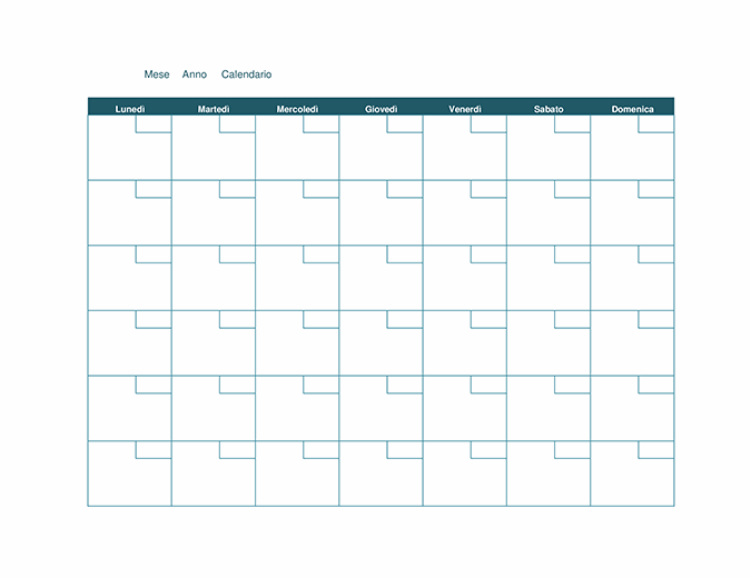 Calendario mensile vuoto