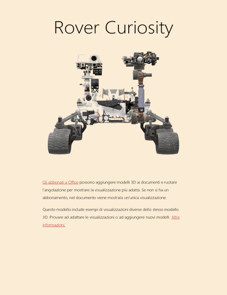 Ricerca di scienze 3D in Word (modello Rover su Marte)