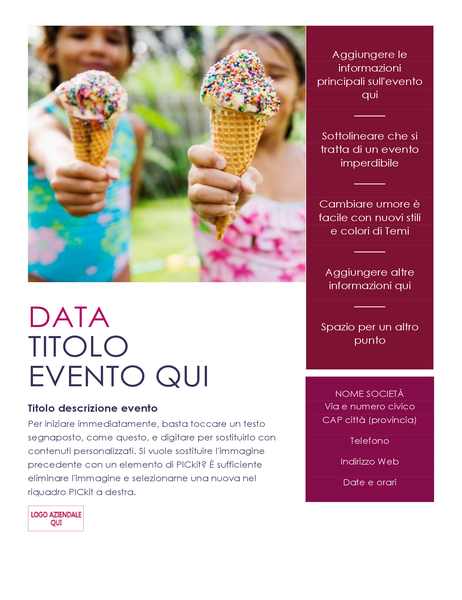 Volantino per evento con il componente aggiuntivo Pickit Volantino per evento con il componente aggiuntivo Pickit