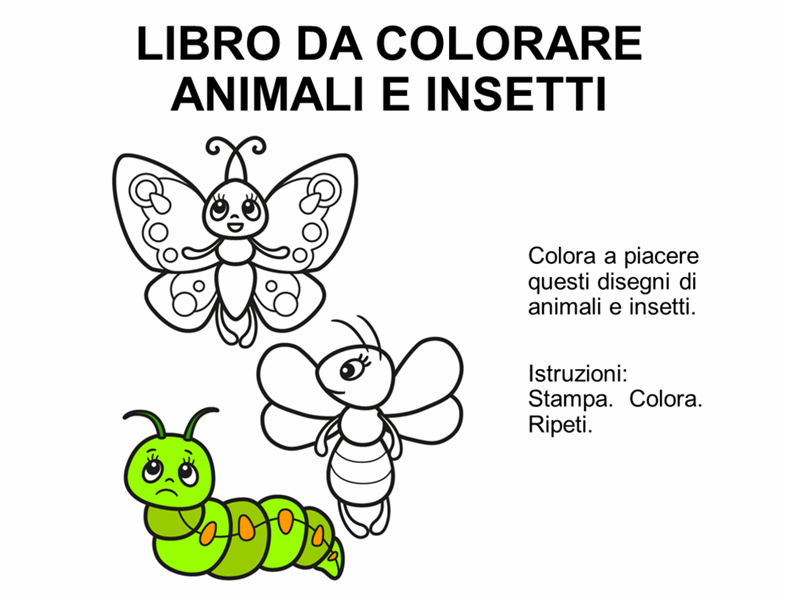 Libro da colorare con animali e insetti