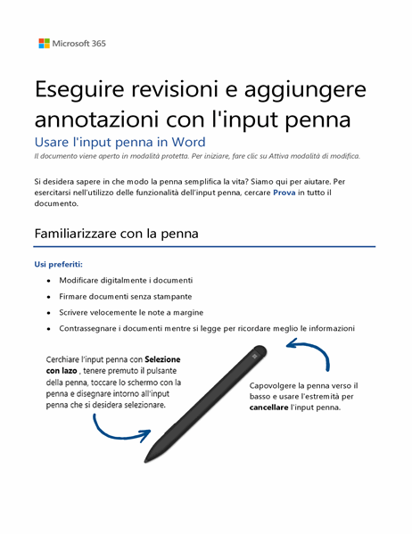 Tutorial sulla Penna per Surface in Word