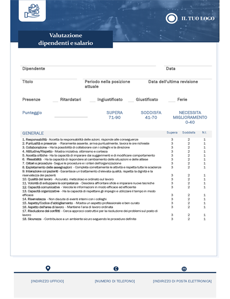 Valutazione dei dipendenti e controllo salario delle piccole imprese Valutazione dei dipendenti e controllo salario delle piccole imprese
