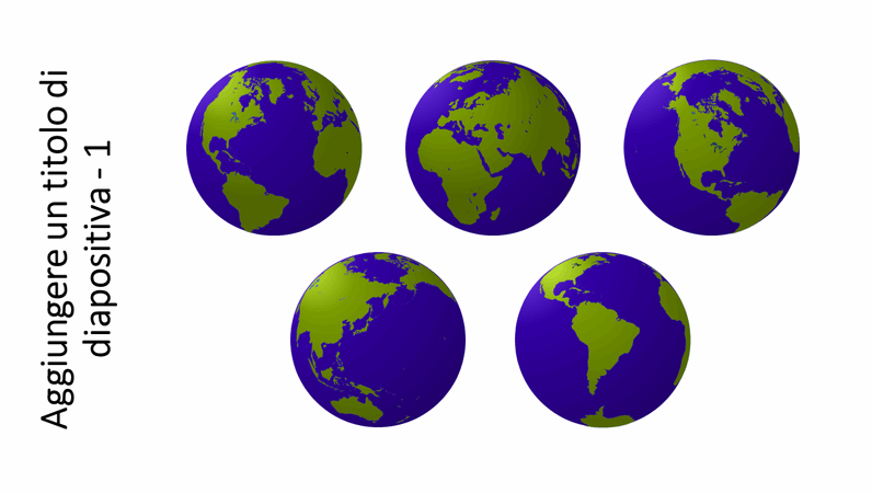 Elemento grafico di cinque visualizzazioni di un globo