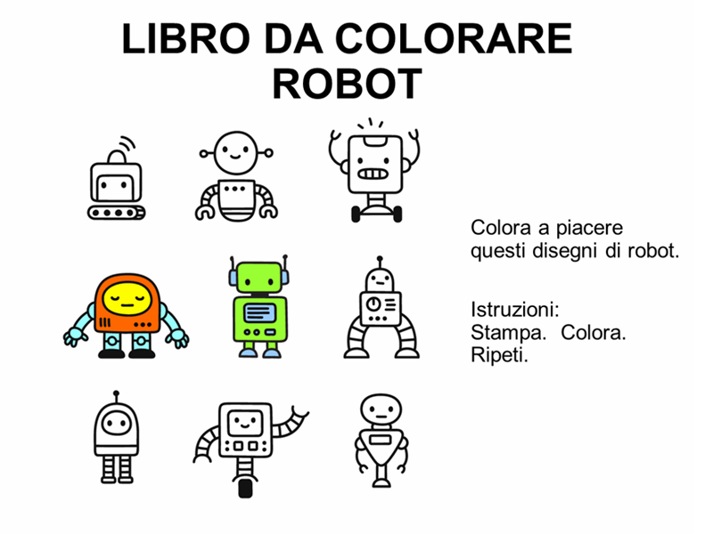 Libro da colorare con robot