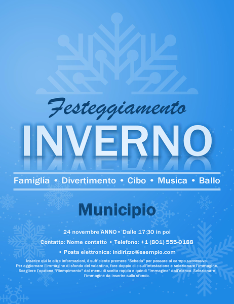 Volantino per eventi con fiocco di neve Volantino per eventi con fiocco di neve