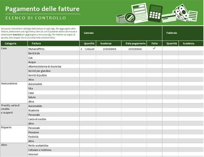 Elenco di controllo per il pagamento delle fatture Elenco di controllo per il pagamento delle fatture
