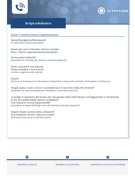 Script telefonico per piccole imprese Script telefonico per piccole imprese