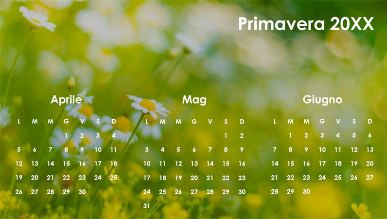 Calendario trimestrale basato sulle stagioni Calendario trimestrale basato sulle stagioni