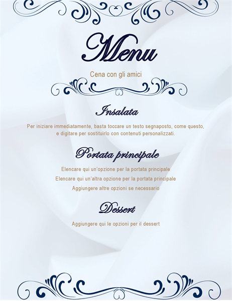 Scorrere il menu della cena della festa Scorrere il menu della cena della festa