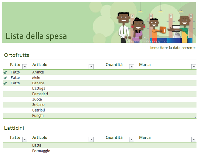 Lista della spesa con spazio per il marchio Lista della spesa con spazio per il marchio