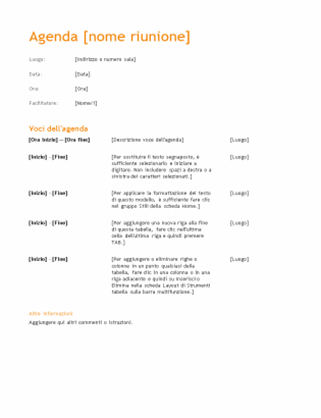 Agenda riunione aziendale (schema arancione)