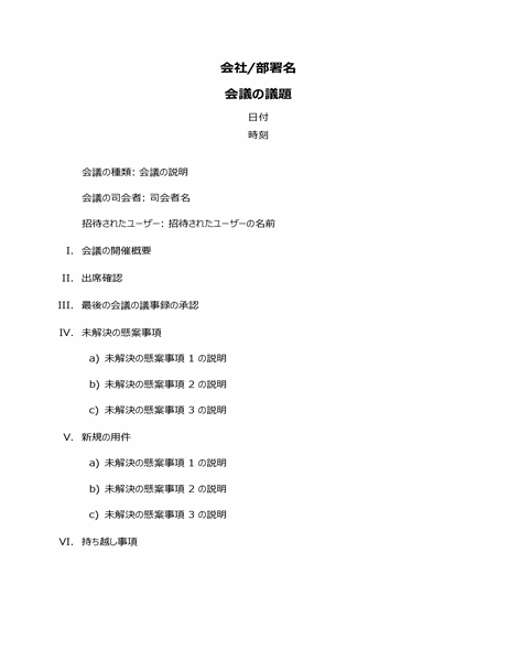 会議の議題