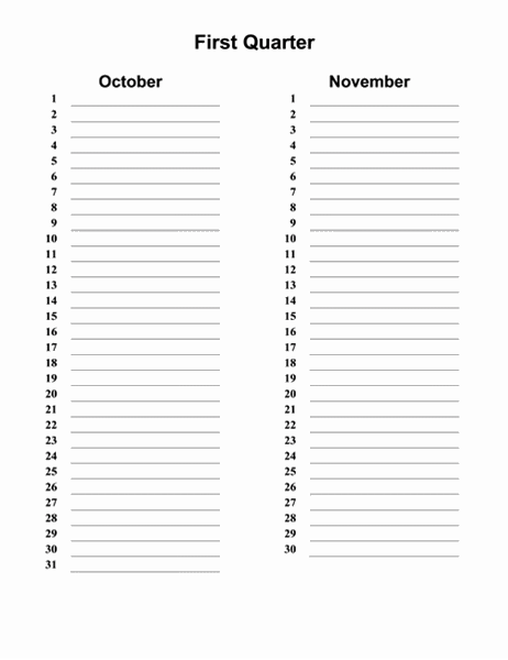 会計年度カレンダー (10 月 - 9 月)